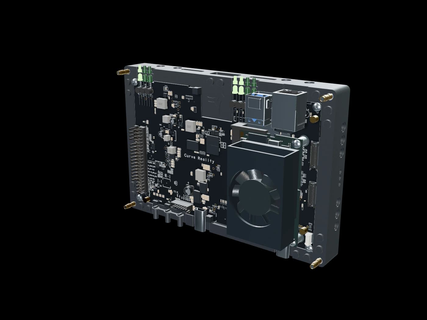 CB302B carrier board with its cooling assembly and mounting frame